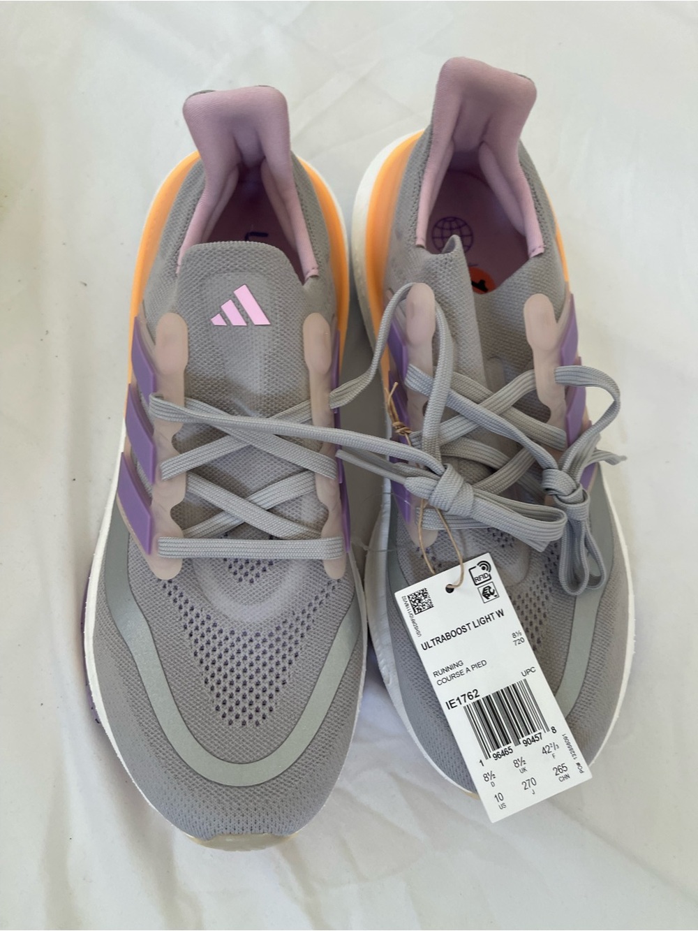 Women-Adidas- Ultraboost Light Sneakers - Gray, Purple, Pink, Orange- Sz.10